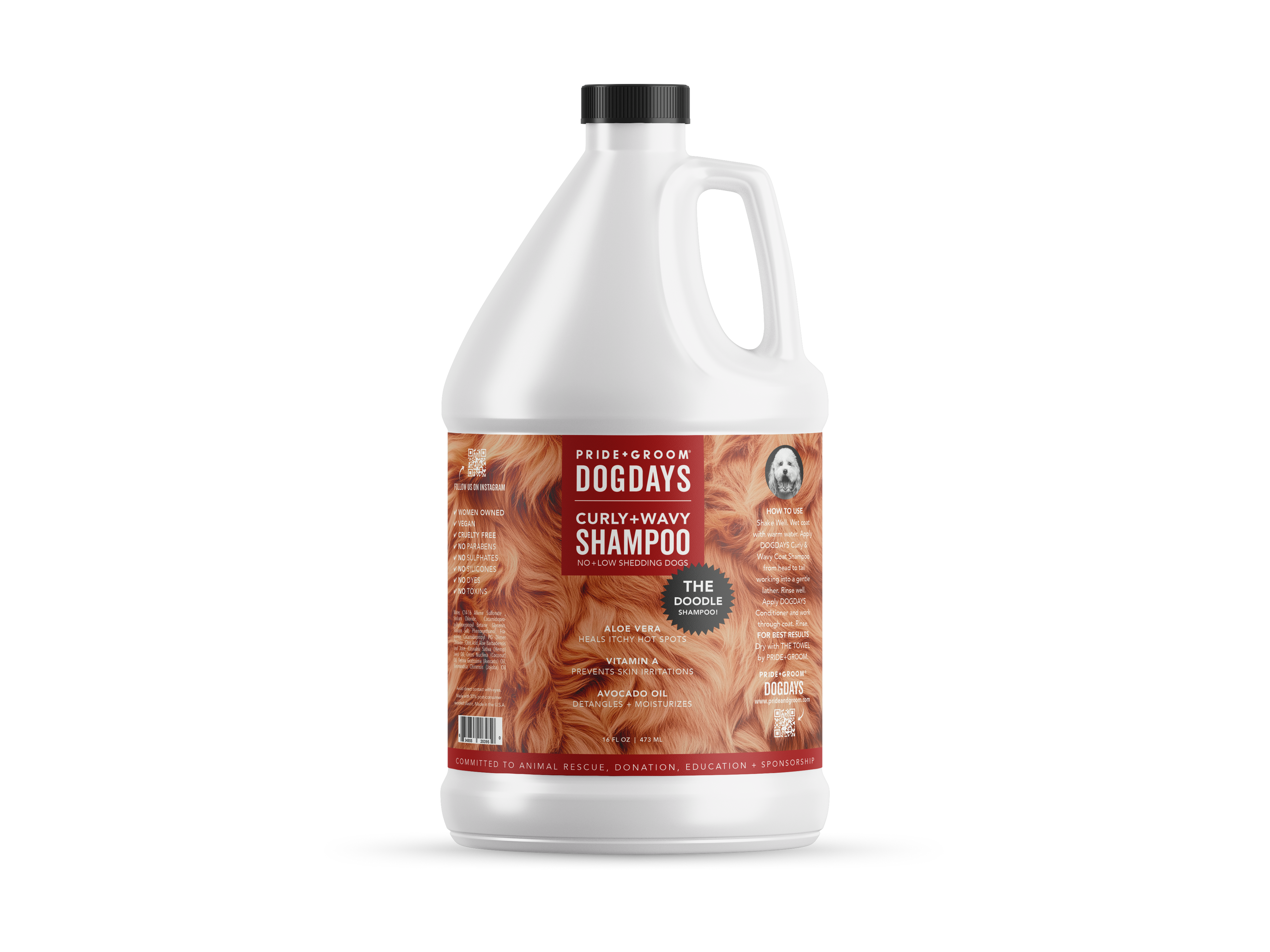 DOGDAYS Hydrating Dog Shampoo for Curly & Wavy Coats — Tear-Free, Vegan, and Hypoallergenic